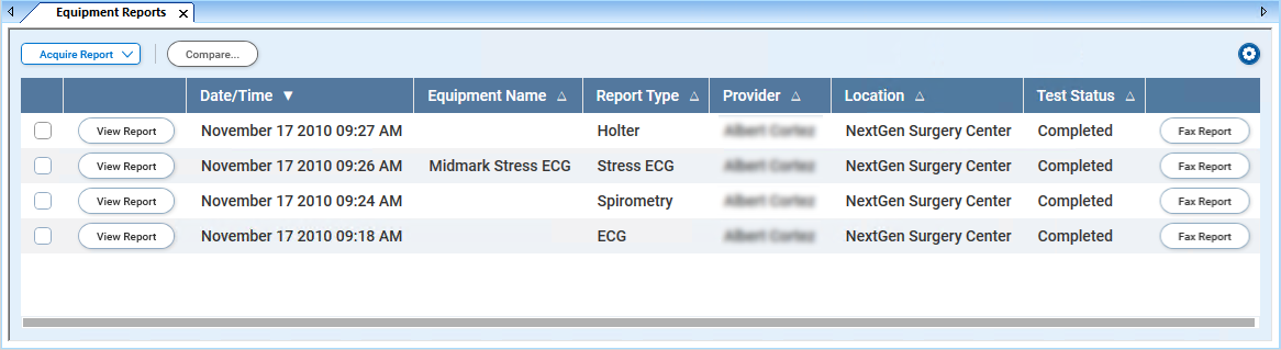 Integrated Equipment Module in Equipment Reports Pane
