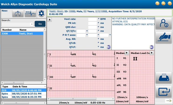 Selecting a report in Diagnostic Cardiology Suite