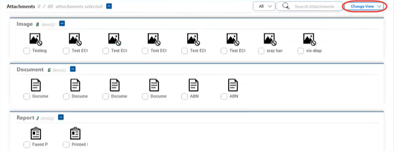 Changing the View of Attachments