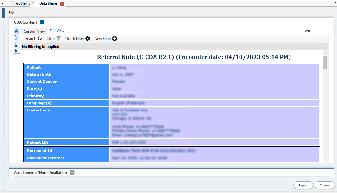 CDA Viewer in Data Share Module