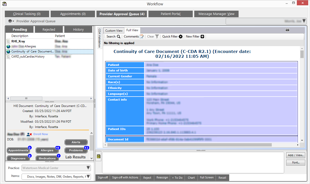 CDA Viewer in Workflow Module