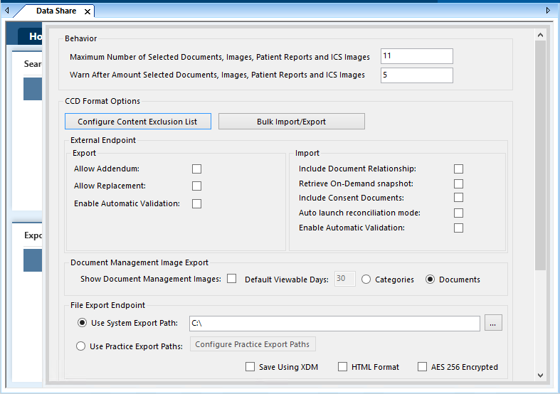 Data Share Settings Pane