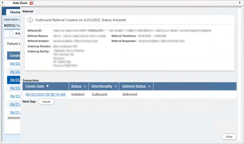 Referral Details Pane