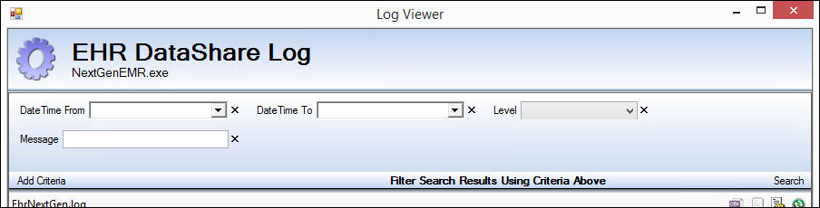 Search Criteria in Log Viewer