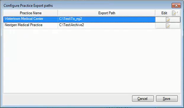 Configure Practice Export Paths