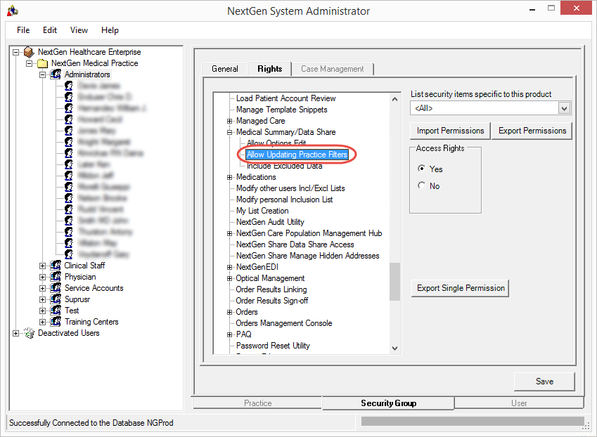 Allow Updating Practice Filters Right