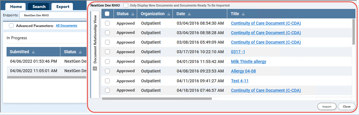 Document List Pane