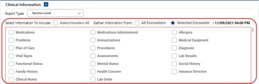 Select Section Level Information