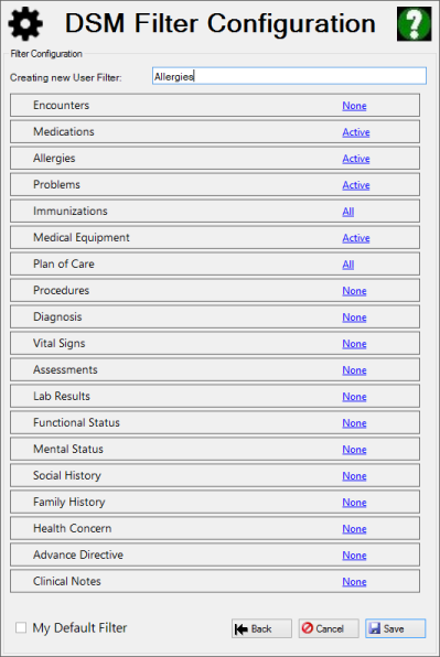 New Filter Configuration