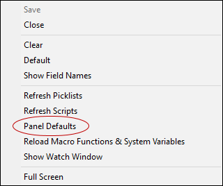 Panel Defaults option