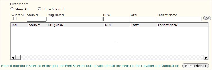 Medications Grid on the Barcode Configuration Template