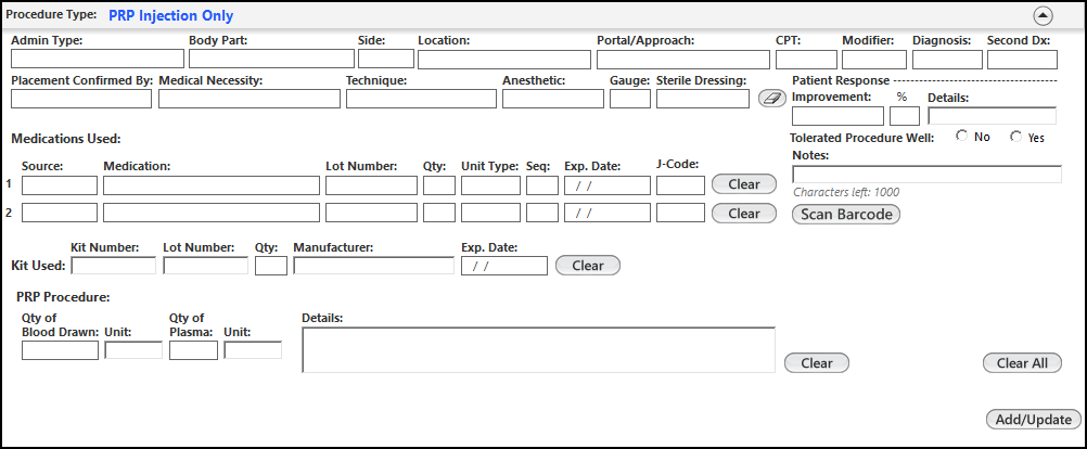 PRP Injection Only Panel