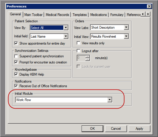 preferences window