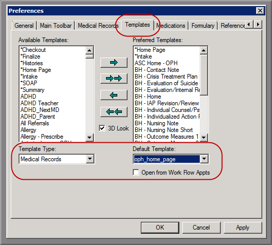 default template field