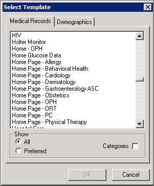 select template window