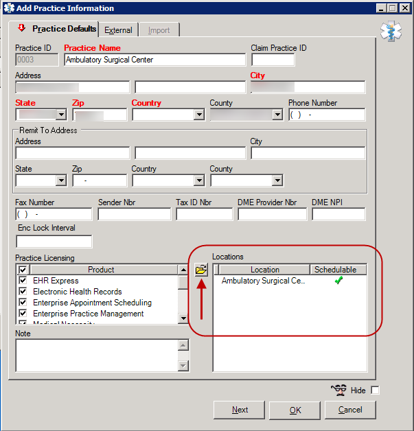 add practice information template