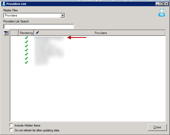 providers list window