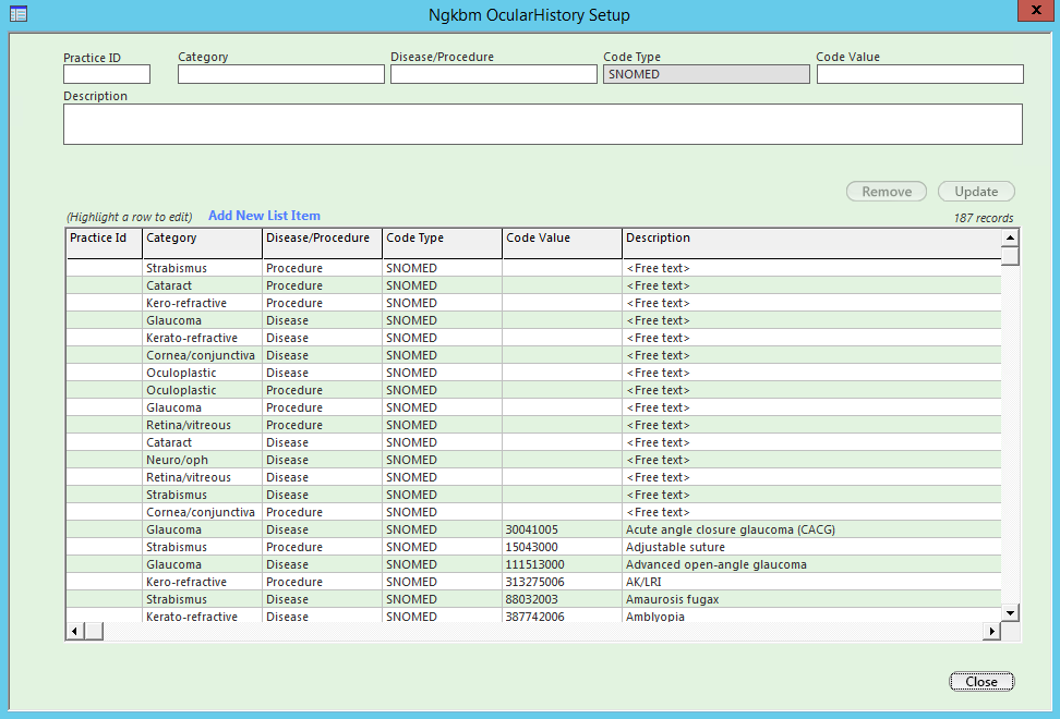 ngkbm ocular history set up template