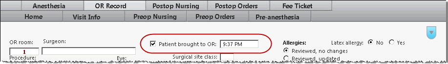 opthalmology asc or record template