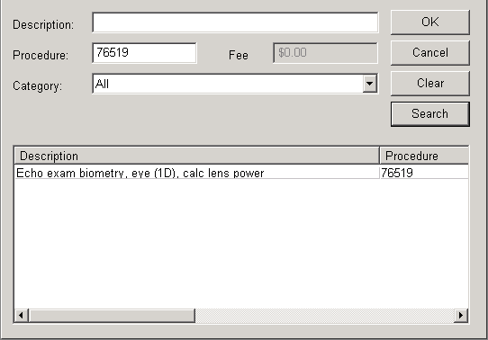 Procedures search window