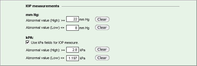 iop measurements section