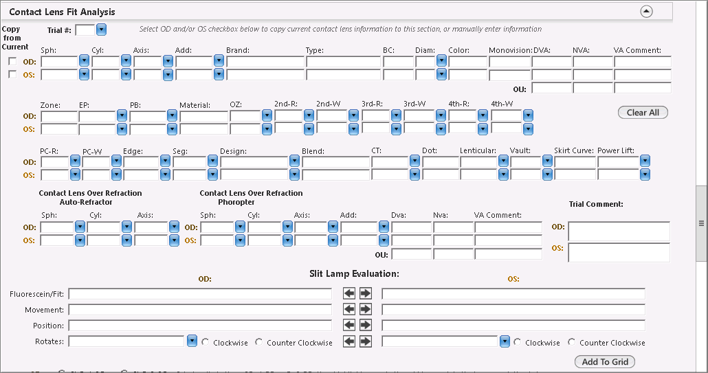 contact lens fit analysis panel