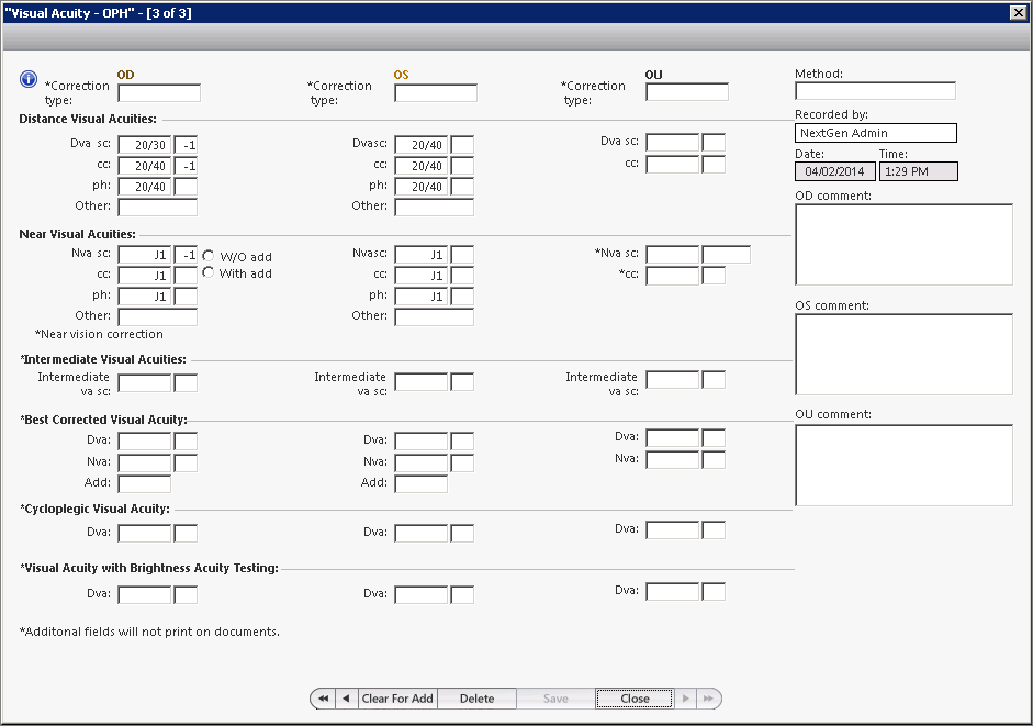 visual acuity template