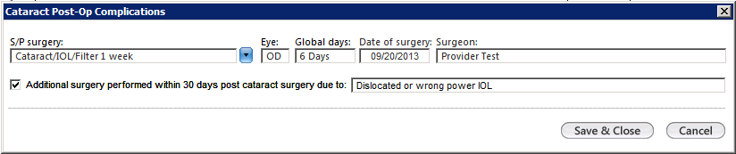 cataract post-op complications template