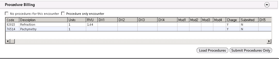 procedure billing panel
