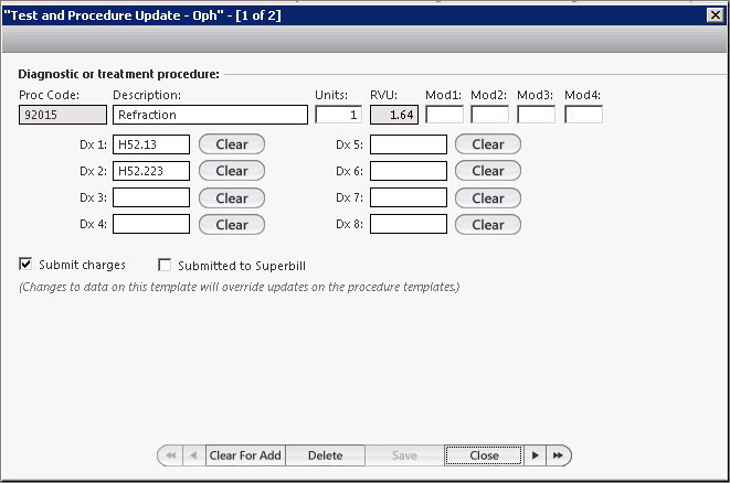 tests and procedure update - oph template