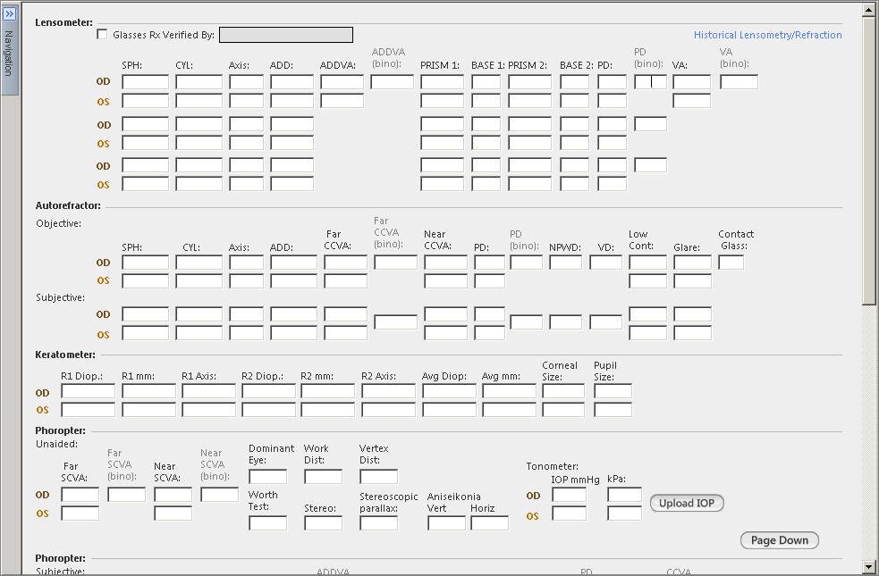 oph prescreening template