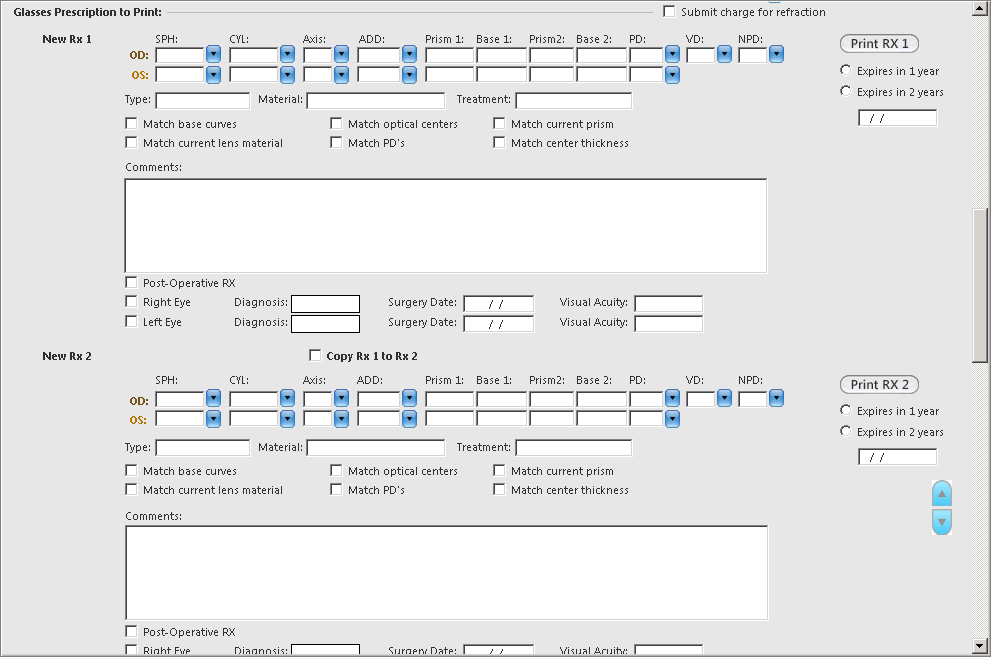 glasses prescription to print section