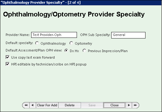 configuring default view for assessment/plan - oph template