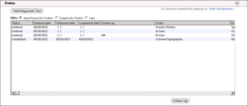 oph order panel