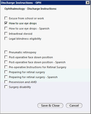 The Discharge Instructions - OPH template.