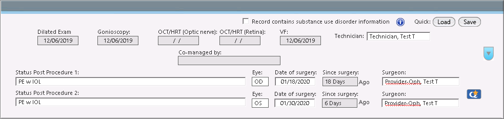 postoperative exam - oph template