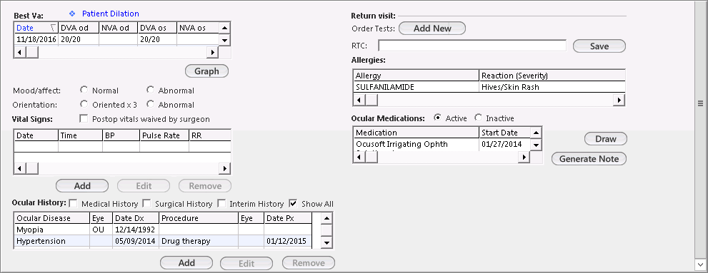 The second page of the Retina Office Procedures – Laser – OPH template.