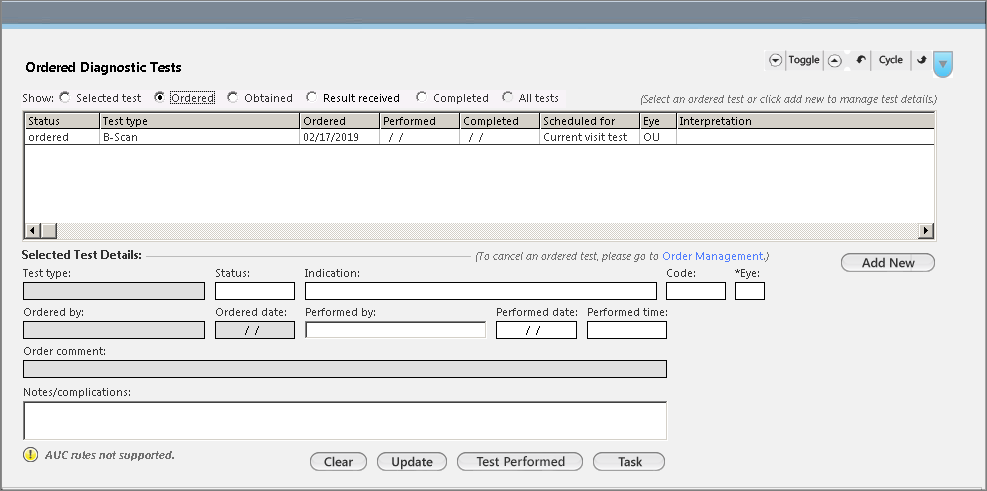 order diagnostic tests window