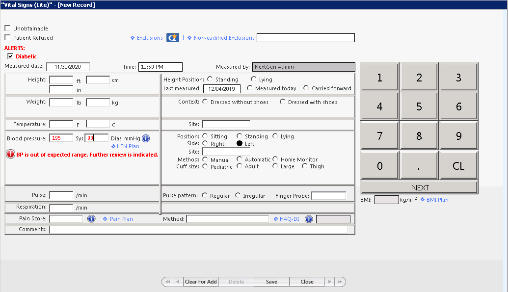 vital signs lite panel