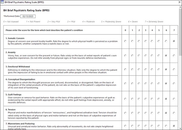 BH Brief Psychiatric Rating Scale (BPRS)