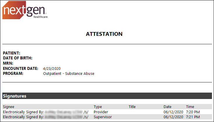 Attestation document