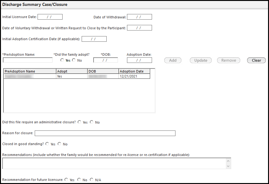 Discharge Summary Case/Closure