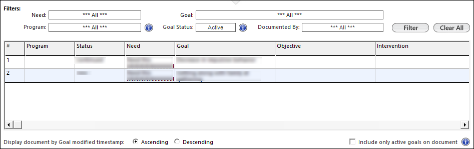 Goals Grid