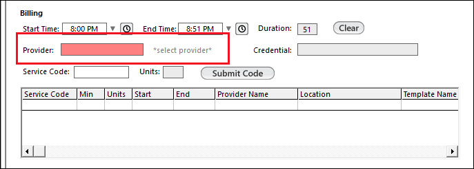 Provider field