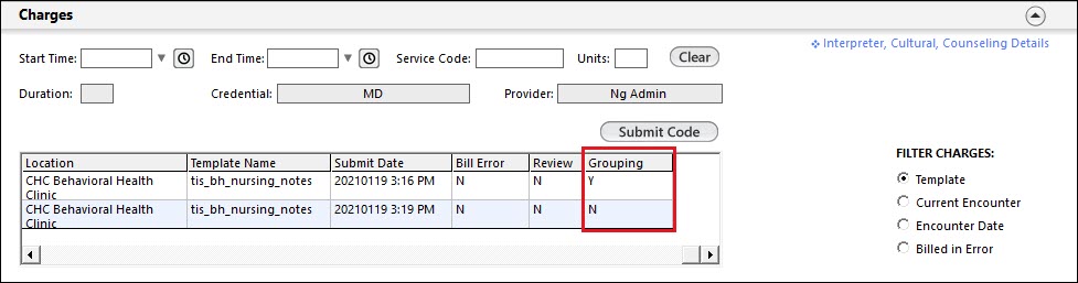 Grouping column