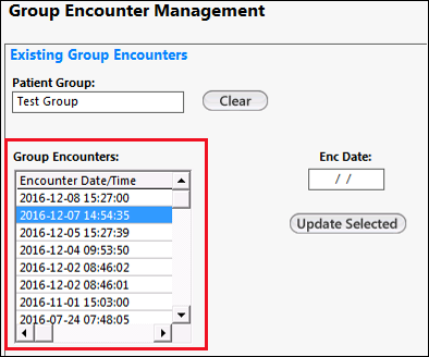 Group Encounters section