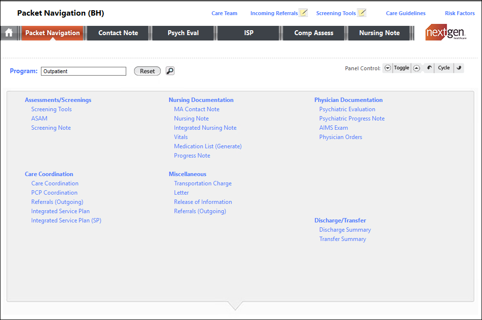 Packet Navigation window