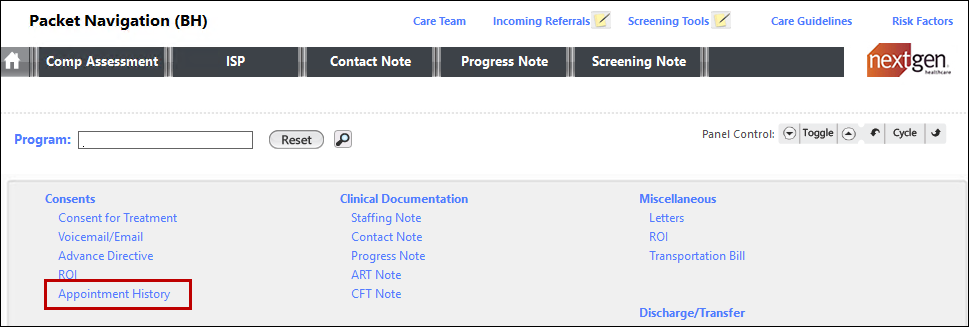 Appointment History (BH)