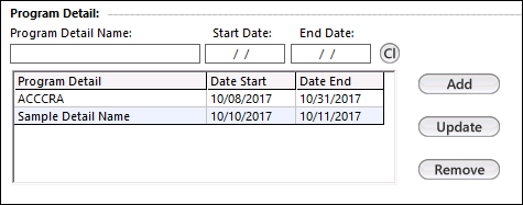 Updated Program Detail section