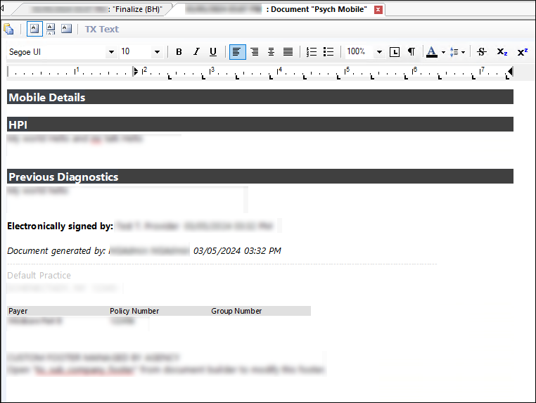 Psych mobile document with mobile details